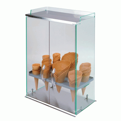 Βιτρίνα Plexiglass 10 θέσεων για χωνάκια με ανοξείδωτη βάση & καπάκι