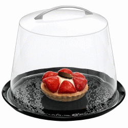 Σετ στρογγυλός δίσκος μαύρος με κάλυμμα διαφανές Φ22εκ Σετ στρογγυλός δίσκος μαύρος με κάλυμμα διαφανές Φ22εκ