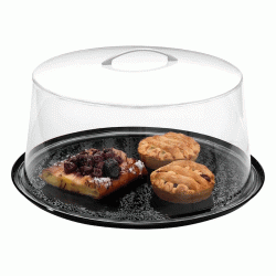 Σετ στρογγυλός δίσκος μαύρος με κάλυμμα διάφανο διαμέτρου Φ38εκ