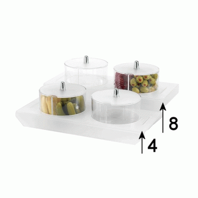 Studio Organizer μπουφέ 2X2,5 λίτρα με βάση Plexiglass αμμοβολής 8cmH