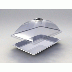 Mini πιατέλα Plexiglass διαστάσεων 21x32cm με καπάκι σε μαύρο χρώμα