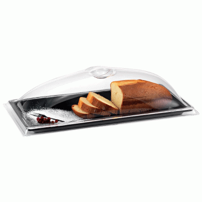 Medium πιατέλα Plexiglass διαστάσεων 21x47cm με καπάκι σε μαύρο χρώμα