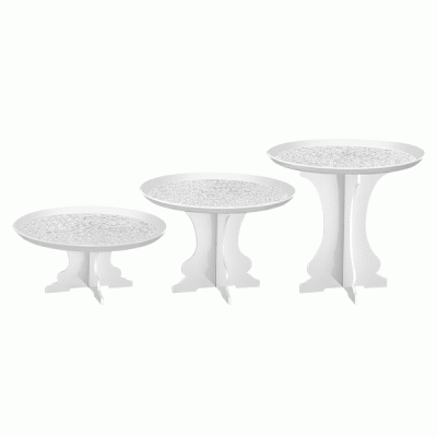 Κιτ 3 τεμαχίων Cake Stand Φ30Cm High Gloss σε χρώμα λευκό Plexiglass