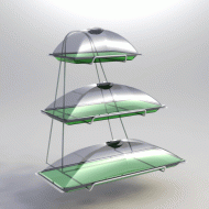 Χρωμιωμένο μεταλλικό Stand με 3 GLASS LOOK πιατέλες και 3 καπάκια