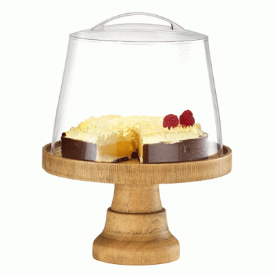 Cake Stand από ξύλο σημύδας διαμέτρου Φ25cm 8cm ύψος φυσικό χρώμα ξύλου χωρίς καπάκι