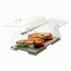 Μοντέρνα βιτρίνα 1 επιπέδου με ανακλεινόμενες πόρτες & ανοξείδωτη βάση