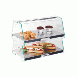 Μοντέρνα βιτρίνα 2 επιπέδων με ανακλεινόμενες πόρτες, ανοξείδωτη βάση & ράφι Μοντέρνα βιτρίνα 2 επιπέδων με ανακλεινόμενες πόρτες, ανοξείδωτη βάση & ράφι