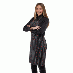 Ποδιά ολόσωμη Chef Gomiti διαστάσεων 67x85cm σε χρώμα μαύρο με πιπεριές