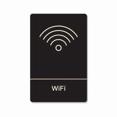 Πινακίδα ξενοδοχείου μαύρη για wifi HTA11  διαστάσεων 140mm X 90mm