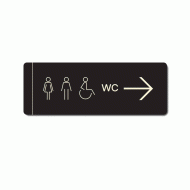 Πινακίδα ξενοδοχείου μαύρη WC για όλους δεξιά HTA38 διαστάσεων 100mm X 275mm Πινακίδα ξενοδοχείου μαύρη WC για όλους δεξιά HTA38 διαστάσεων 100mm X 275mm