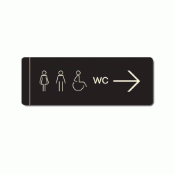 Πινακίδα ξενοδοχείου μαύρη WC για όλους δεξιά HTA38 διαστάσεων 100mm X 275mm Πινακίδα ξενοδοχείου μαύρη WC για όλους δεξιά HTA38 διαστάσεων 100mm X 275mm