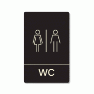 Πινακίδα ξενοδοχείου μαύρη για WC ανδρών και γυναικών HTA31  διαστάσεων 140mm X 90mm Πινακίδα ξενοδοχείου μαύρη για WC ανδρών και γυναικών HTA31  διαστάσεων 140mm X 90mm