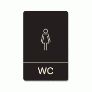 Πινακίδα ξενοδοχείου μαύρη για WC γυναικών HTA26 διαστάσεων 140mm X 90mm Πινακίδα ξενοδοχείου μαύρη για WC γυναικών HTA26 διαστάσεων 140mm X 90mm