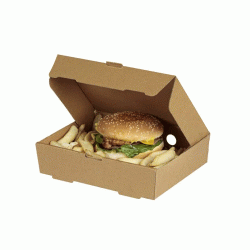 Χάρτινο Kraft κουτί φαγητού FSC παραλληλόγραμμο για Burger διαστάσεων 21.6x17x5.4cm σε συσκευασία των 100 τεμαχίων