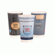 Xάρτινα ποτήρια διπλού τοιχώματος χωρητικότητας 16οz με σχέδιο Jeans Design