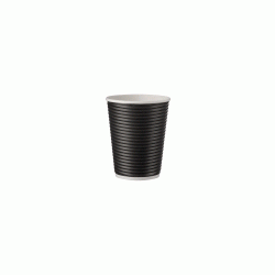 Ποτήρι χάρτινο με χωρητικότητα 12oz με διάμετρο 90mm Black Ripple σε μαύρο χρώμα Ποτήρι χάρτινο με χωρητικότητα 12oz με διάμετρο 90mm Black Ripple σε μαύρο χρώμα
