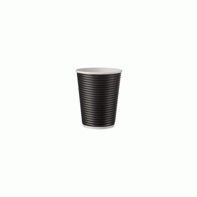Ποτήρι χάρτινο με χωρητικότητα 12oz με διάμετρο 90mm Black Ripple σε μαύρο χρώμα