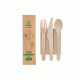 Ξύλινα κουβέρ FSC μήκους 16cm με μαχαίρι, πιρούνι, κουτάλι, χαρτοπετσέτα