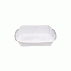 Σκεύος φαγητού από ζαχαροκάλαμο 3 θέσεων με ενσωματωμένο καπάκι διαστάσεων 23x20cm σε συσκευασία των 100 τεμαχίων