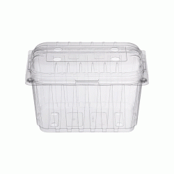 Oβάλ σκεύος PET για φρούτα χωρητικότητας 1000ml με ενσωματωμένο καπάκι σε συσκευασία των 100 τεμαχίων