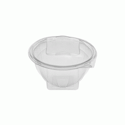 Σκεύος φαγητού στρογγυλό PET με ενσωματωμένο πλακέ καπάκι χωρητικότητας 250 ml σε συσκευασία των 50 τεμαχίων
