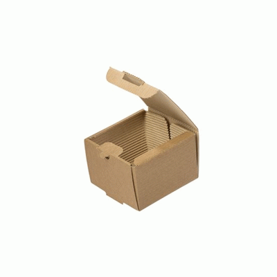 Κουτί φαγητού δίφυλλο με κυματοειδές χαρτί Kraft για burger μονό διαστάσεων 13.2x12.8x8.8cm σε συσκευασία των 100 τεμαχίων