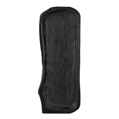 Μαύρη ξύλινη πιατέλα από ξύλο καστανιάς χειροποίητη σε ιδιαίτερο σχεδιασμό με γείσο 45x17cm ROZOS
