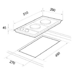 Hλεκτρική εστία εντοιχιζόμενη τύπου domino αυτόνομη ενεργειακής κλάσης Α 2500W THERMOGATZ
