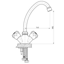Μπαταρία νεροχύτη χρώμιου σειρά Daria με μισόστροφο μηχανισμό KE01 GPD