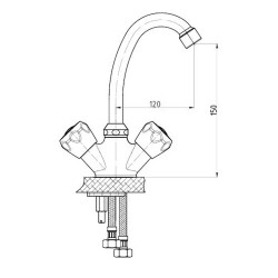Μπαταρία νιπτήρος Daria με μισόστροφο μηχανισμό επικαθήμενης τοποθέτησης ΚΙ01 GPD
