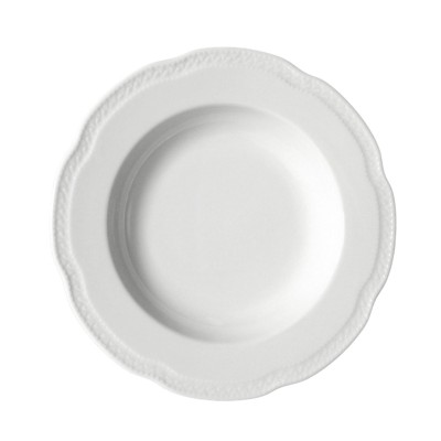 Πιάτο βαθύ από λευκή πορσελάνη με ακανόνιστη κλασική περίμετρο Φ24cm σειρά GLORIOUS της LUKANDA