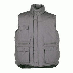 Γιλέκο εργασίας υφασμάτινο με φερμουάρ σε γκρι χρώμα και νούμερο 3XL