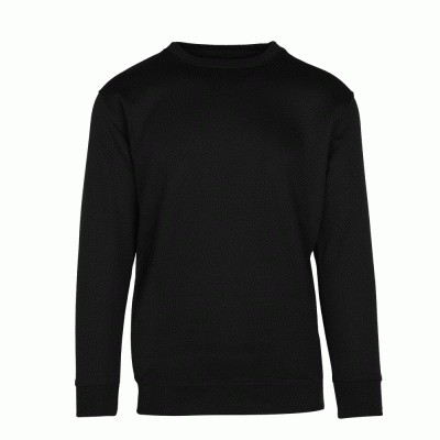 Φούτερ μακρυμάνικη μπλούζα unisex με ελαστικό ριπ στις μανσέτες και τη μέση και στρογγυλή λαιμόκοψη σε μαύρο χρώμα νούμερο XL