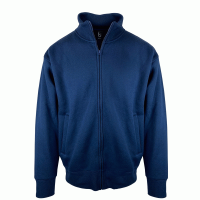Ζακέτα φούτερ χωρίς κουκούλα unisex και κλείσιμο με κρυφό φερμουάρ σε χρώμα μπλε σκούρο και νούμερο Large