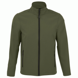 Ανδρικό softshell με μαύρο φερμουάρ σε χρώμα χακί και νούμερο Medium