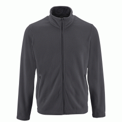 Ανδρική ζακέτα fleece  με ψηλό γιακά σε χρώμα σκούρο γκρι νούμερο Large