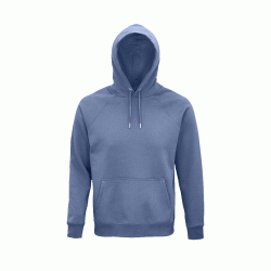 Unisex φούτερ με κουκούλα με μισοφέγγαρο στο εσωτερικό του γιακά σε μπλε χρώμα νούμερο XXL
