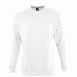 Φούτερ μακρυμάνικη unisex με ελαστικό ριπ στις μανσέτες, στο κολάρο και την μέση σε λευκό χρώμα νούμερο Large