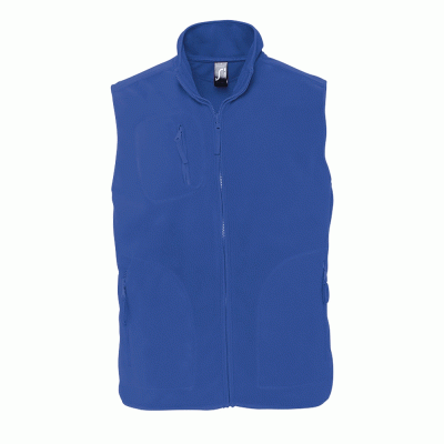 Unisex γιλέκο fleece με 3 τσέπες με φερμουάρ σε χρώμα Royal Blue νούμερο Small