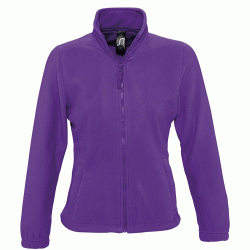 Γυναικεία ζακέτα fleece με 2 τσέπες με φερμουάρ σε χρώμα σκούρο μωβ σε νούμερο XL