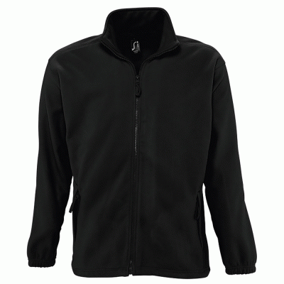 Ανδρική ζακέτα fleece με 2 τσέπες με φερμουάρ σε χρώμα σκούρο μαύρο σε νούμερο XXL