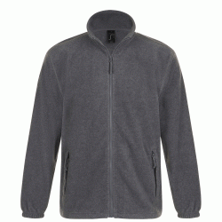 Ανδρική ζακέτα fleece με 2 τσέπες με φερμουάρ σε χρώμα σκούρο γκρι σε νούμερο 3XL