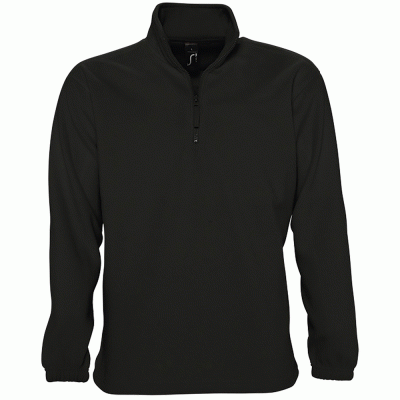 Unisex μπλούζα fleece με ψηλό γιακά με φερμουάρ σε χρώμα μαύρο νούμερο Medium