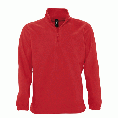 Unisex μπλούζα fleece με ψηλό γιακά με φερμουάρ σε χρώμα κόκκινο νούμερο Medium
