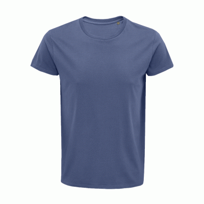 Ανδρικό T-shirt 100% οργανικό βαμβακερό σε στενή γραμμή σε χρώμα denim νούμερο medium