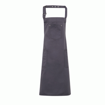 Ποδιά ολόσωμη με τσέπες PR132 'CHINO' χρώμα γκρι σκούρο