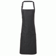 Ποδιά ολόσωμη τζιν μαύρο με μεταλλική αγκράφα στο λαιμό