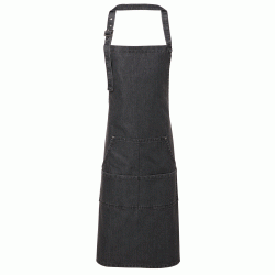 Ποδιά ολόσωμη τζιν μαύρο με μεταλλική αγκράφα στο λαιμό