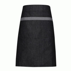 Ποδιά μέσης μαύρο τζιν δίχρωμη με επένδυση σε χρωματική αντίθεση και θήκη για στυλό