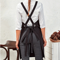 Ποδιά ολόσωμη PR129 'BARISTA' με χιαστί πλάτη σε χρώμα μαύρο